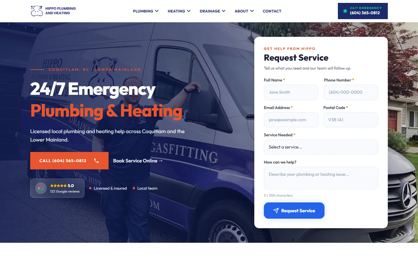 Hippo Plumbing and Heating website project